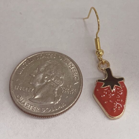 Strawberry Earring, Fruit Earring, Funny Food Earring, Berry Earring, Gift Idea - Picture 3 of 4